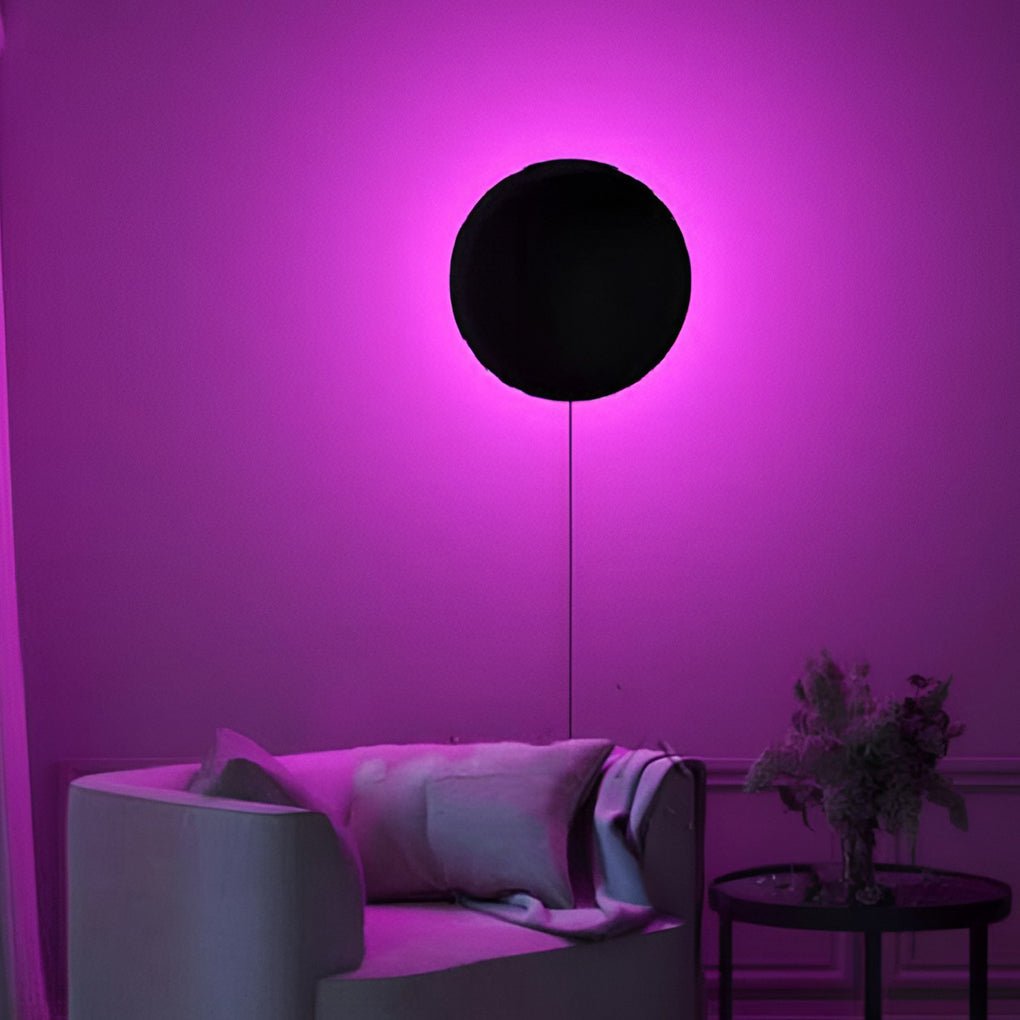 Color Changing Modern Round RGB LED Wall Sconce in Black with Remote and App Control