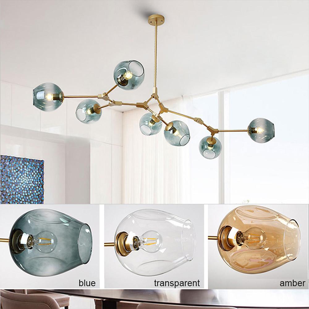 Colorful Glass Globe Sputnik Chandelier Modern Industrial Pendant Lighting for Dining Room and Bedroom