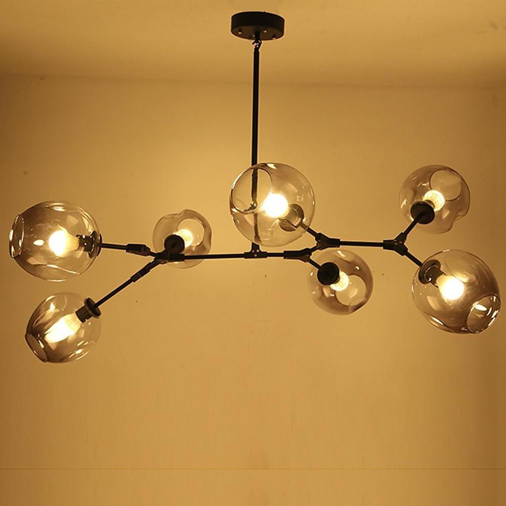 Colorful Glass Globe Sputnik Chandelier Modern Industrial Pendant Lighting for Dining Room and Bedroom