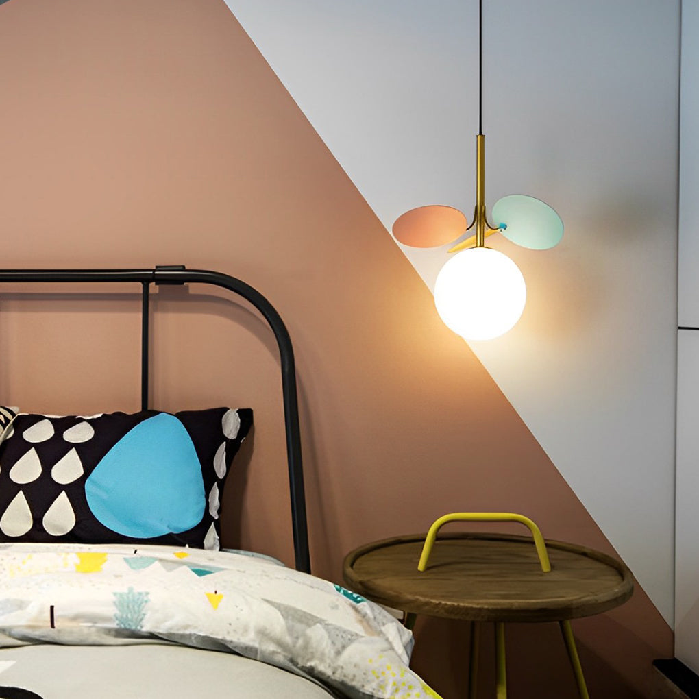 Colorful Nordic Glass Flower Leaf Pendant Lamp Creative Modern Hanging Chandelier for Bedroom Decor