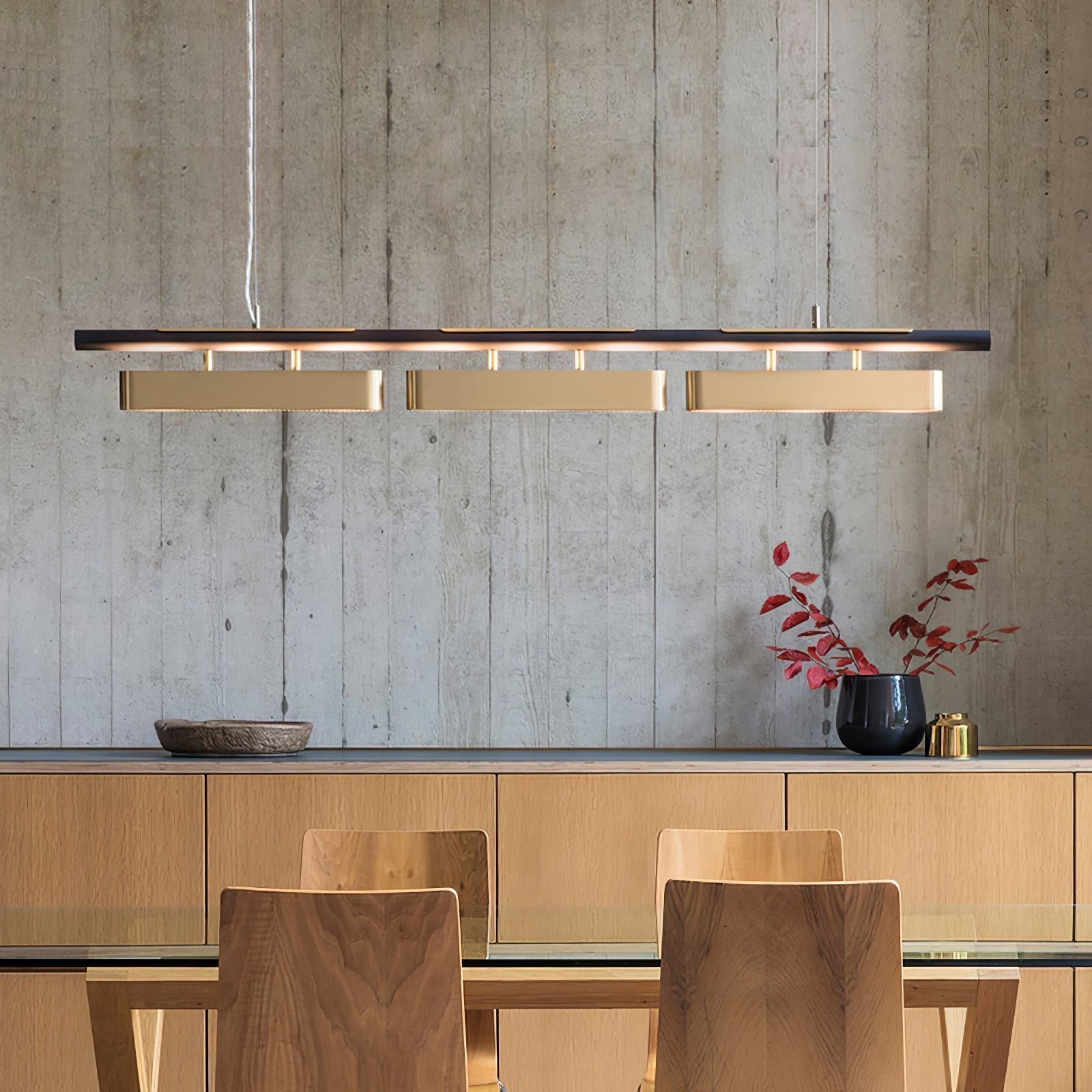 Colt Modern Linear Brass Pendant Light with Integrated LED for Kitchen Island