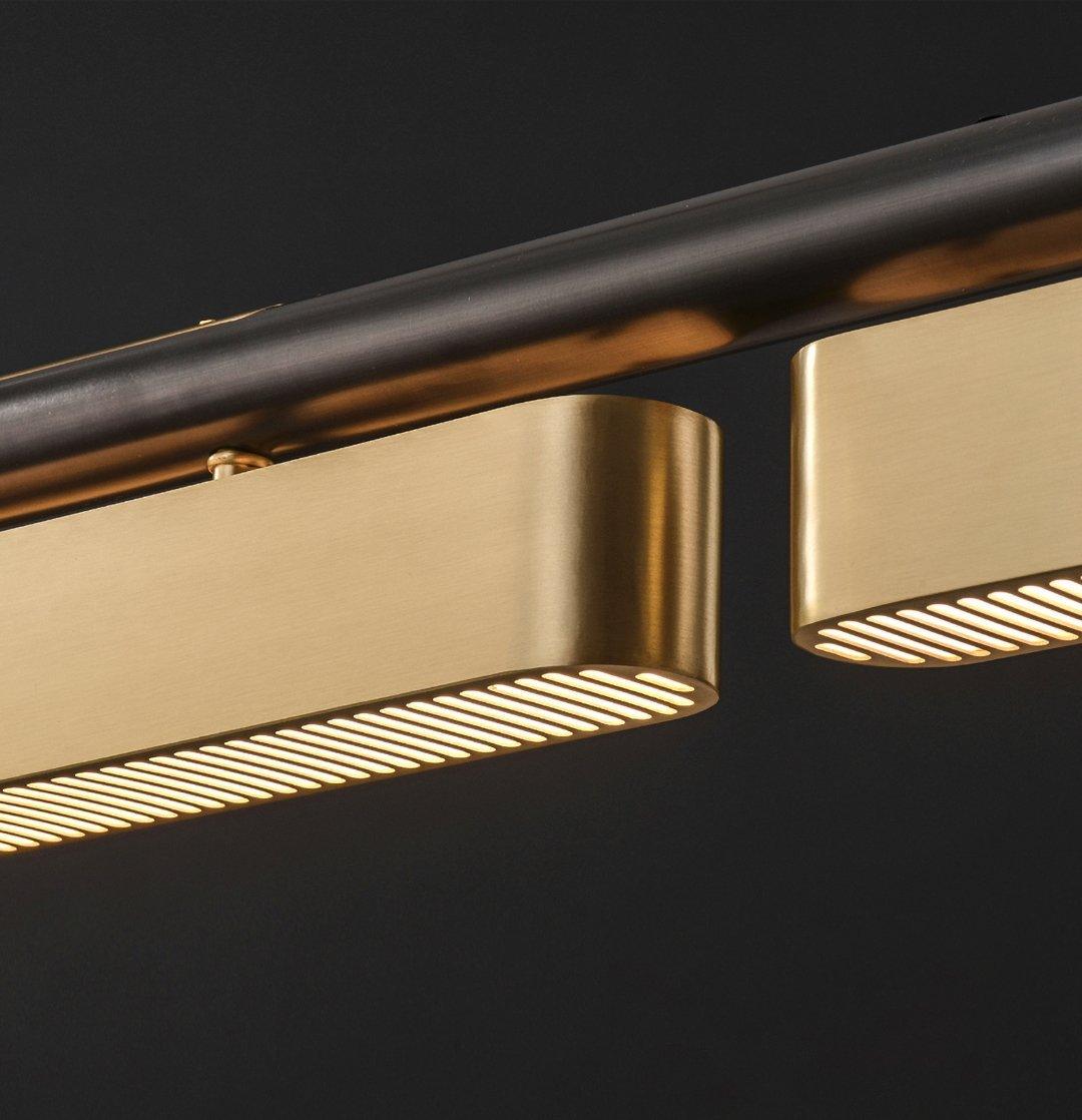 Colt Modern Linear Brass Pendant Light with Integrated LED for Kitchen Island