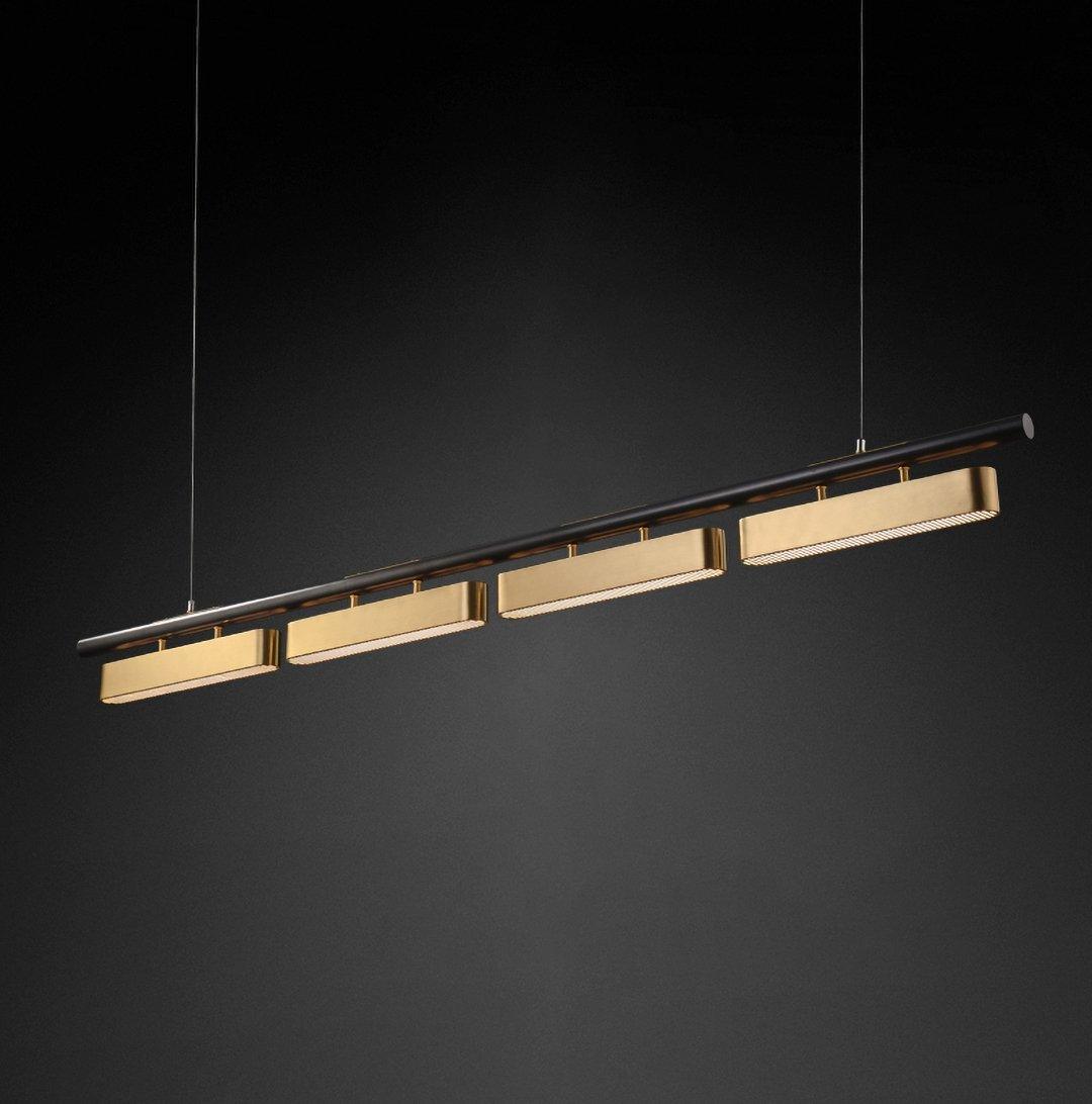 Colt Modern Linear Brass Pendant Light with Integrated LED for Kitchen Island