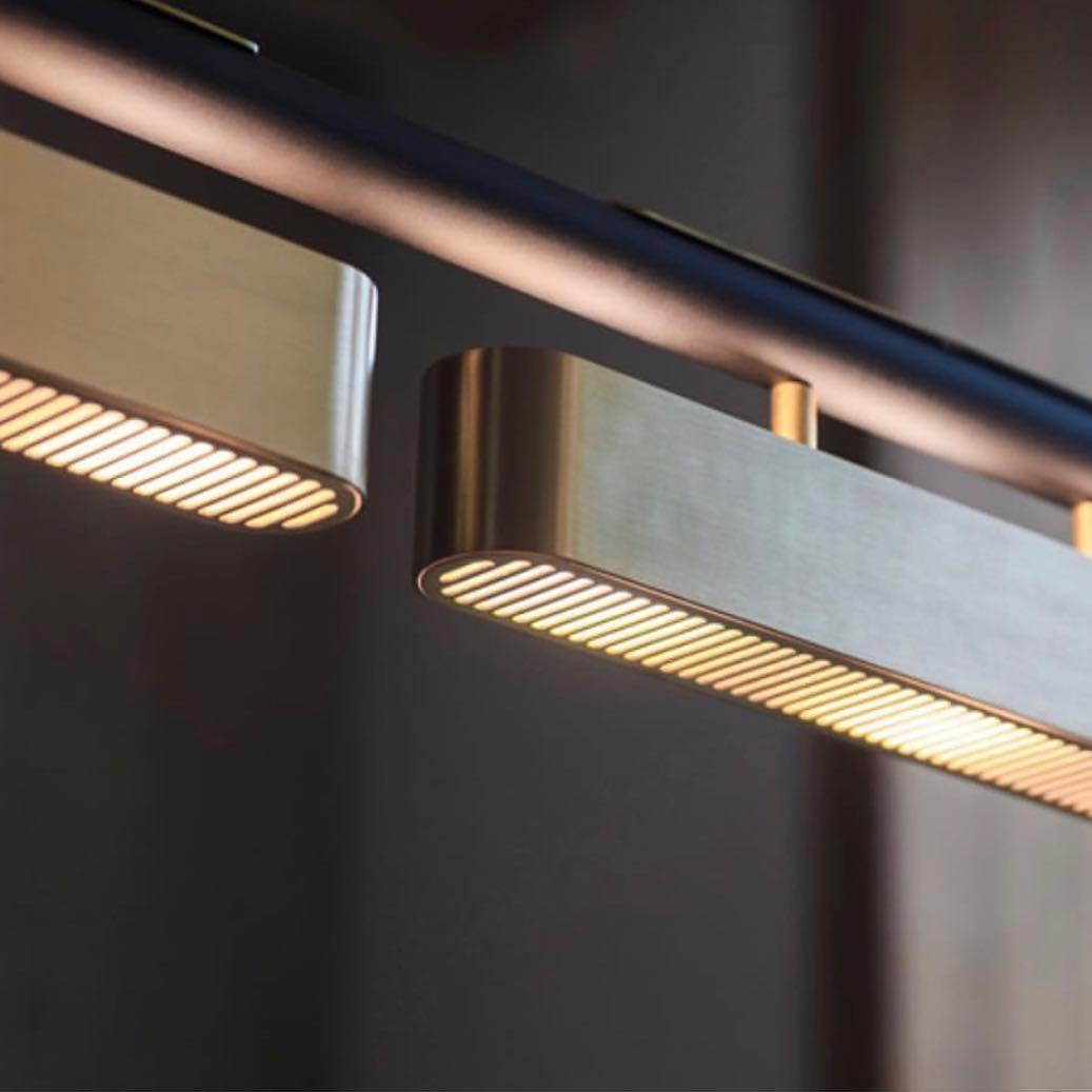 Colt Modern Linear Brass Pendant Light with Integrated LED for Kitchen Island