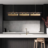Colt Modern Linear Brass Pendant Light with Integrated LED for Kitchen Island
