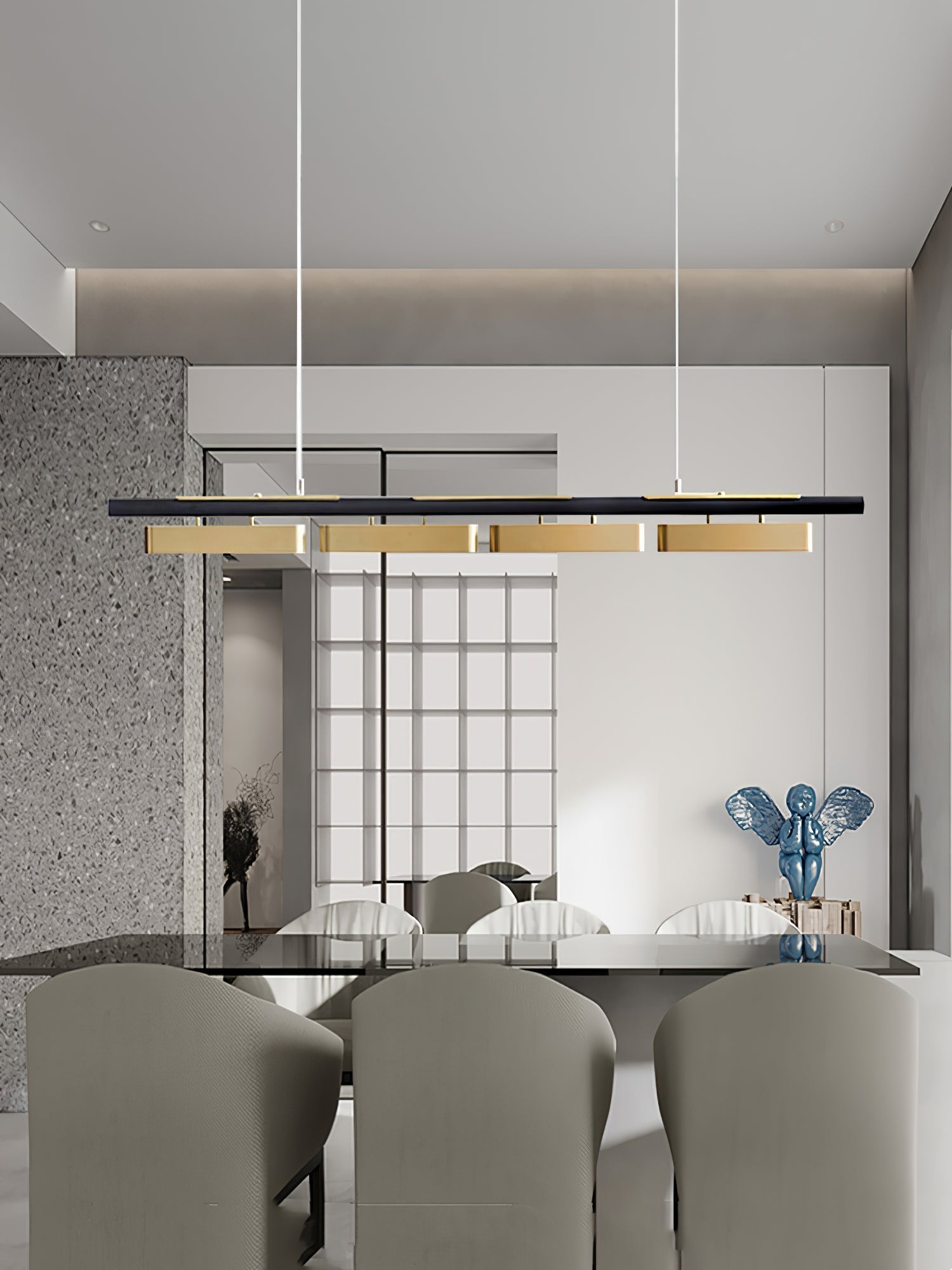 Colt Modern Linear Brass Pendant Light with Integrated LED for Kitchen Island