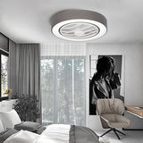 Compact Round Flush Mount Bladeless Ceiling Fan with LED Lights and Five Speed Remote