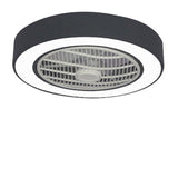 Compact Round Flush Mount Bladeless Ceiling Fan with LED Lights and Five Speed Remote