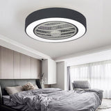 Compact Round Flush Mount Bladeless Ceiling Fan with LED Lights and Five Speed Remote