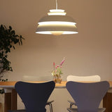 Concert Multi Shade Tiered Pendant Lamp Modern Matte Metal Hanging Ceiling Light for Living Room