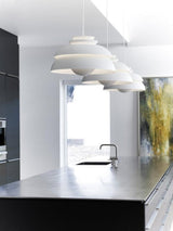 Concert Multi Shade Tiered Pendant Lamp Modern Matte Metal Hanging Ceiling Light for Living Room