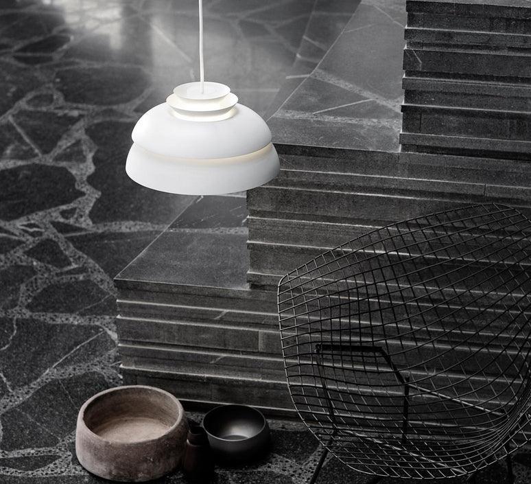 Concert Multi Shade Tiered Pendant Lamp Modern Matte Metal Hanging Ceiling Light for Living Room