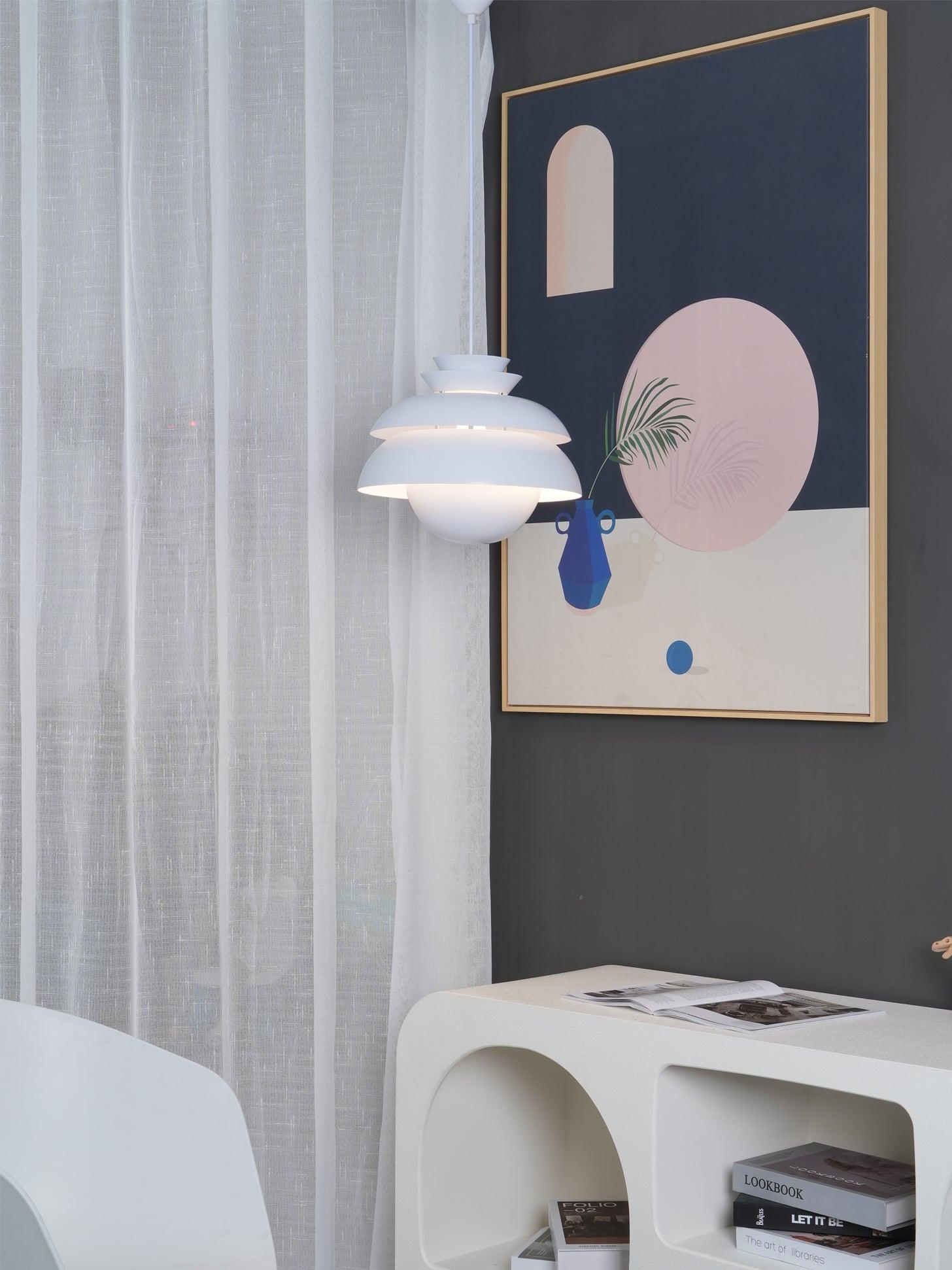 Concert Multi Shade Tiered Pendant Lamp Modern Matte Metal Hanging Ceiling Light for Living Room