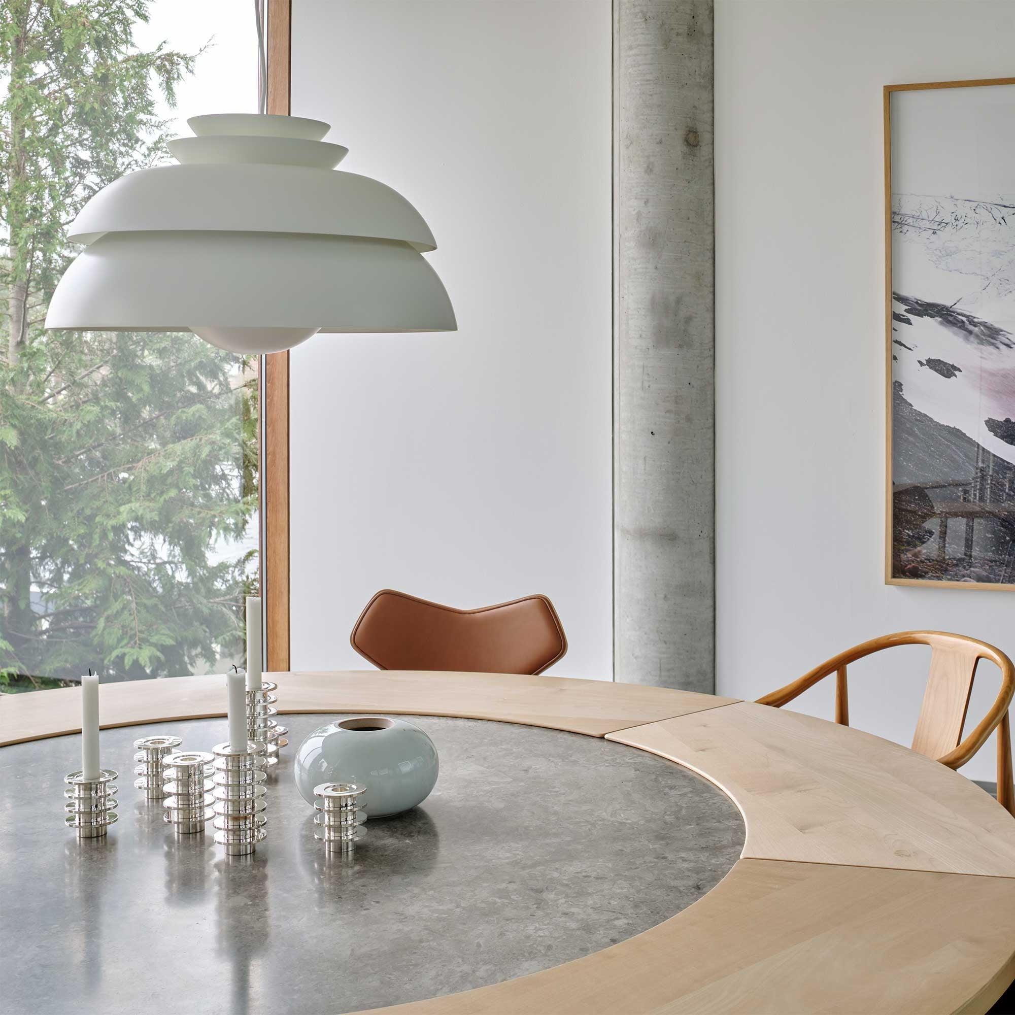 Concert Multi Shade Tiered Pendant Lamp Modern Matte Metal Hanging Ceiling Light for Living Room