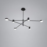 Contemporary 6 Light LED Black Sputnik Chandelier Adjustable Modern Foyer and Dining Room Pendant