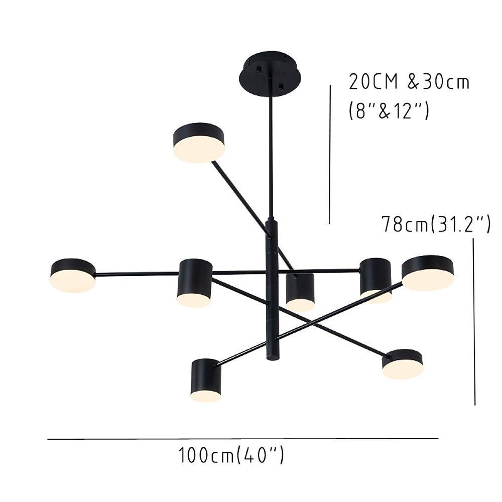 Contemporary 6 Light LED Black Sputnik Chandelier Adjustable Modern Foyer and Dining Room Pendant