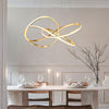 Contemporary Aluminum Curved LED Circular Pendant Light with Three Step Color Dimming