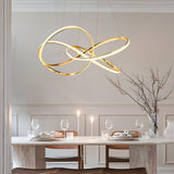 Contemporary Aluminum Curved LED Circular Pendant Light with Three Step Color Dimming