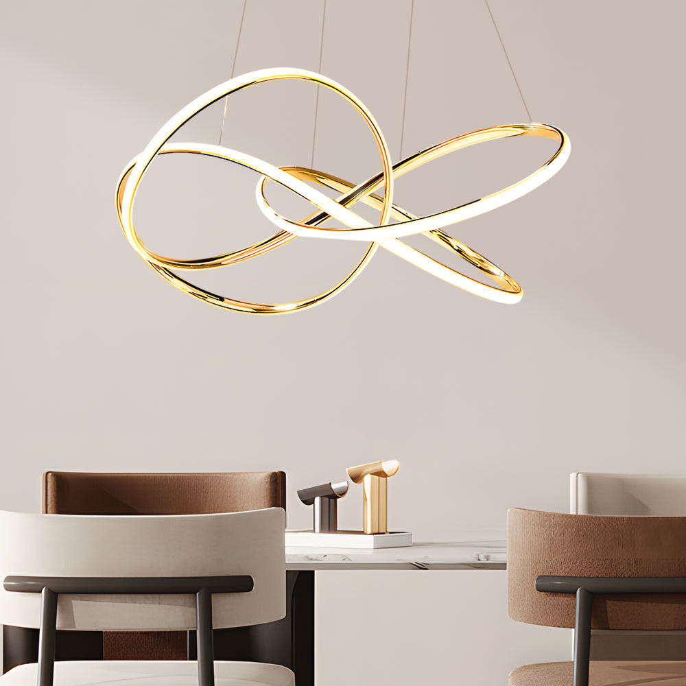 Contemporary Aluminum Curved LED Circular Pendant Light with Three Step Color Dimming
