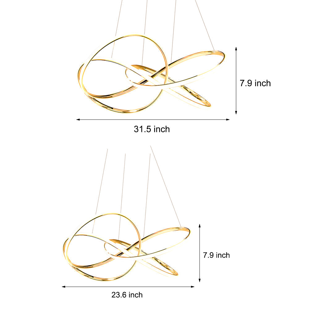 Contemporary Aluminum Curved LED Circular Pendant Light with Three Step Color Dimming
