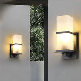 Contemporary Black Aluminum Outdoor Wall Sconce Waterproof Exterior Porch Light for Garden and Patio