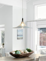 Contemporary Blue and Chrome Vortex Pendant Light with Swirl Design