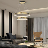 Contemporary Brushed Gold LED Circle Chandelier Three Step Dimming Pendant Lighting for Home