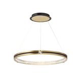 Contemporary Brushed Gold LED Circle Chandelier Three Step Dimming Pendant Lighting for Home