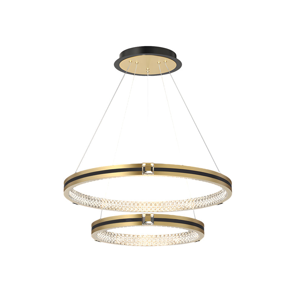 Contemporary Brushed Gold LED Circle Chandelier Three Step Dimming Pendant Lighting for Home
