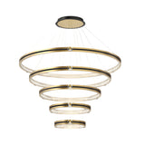 Contemporary Brushed Gold LED Circle Chandelier Three Step Dimming Pendant Lighting for Home