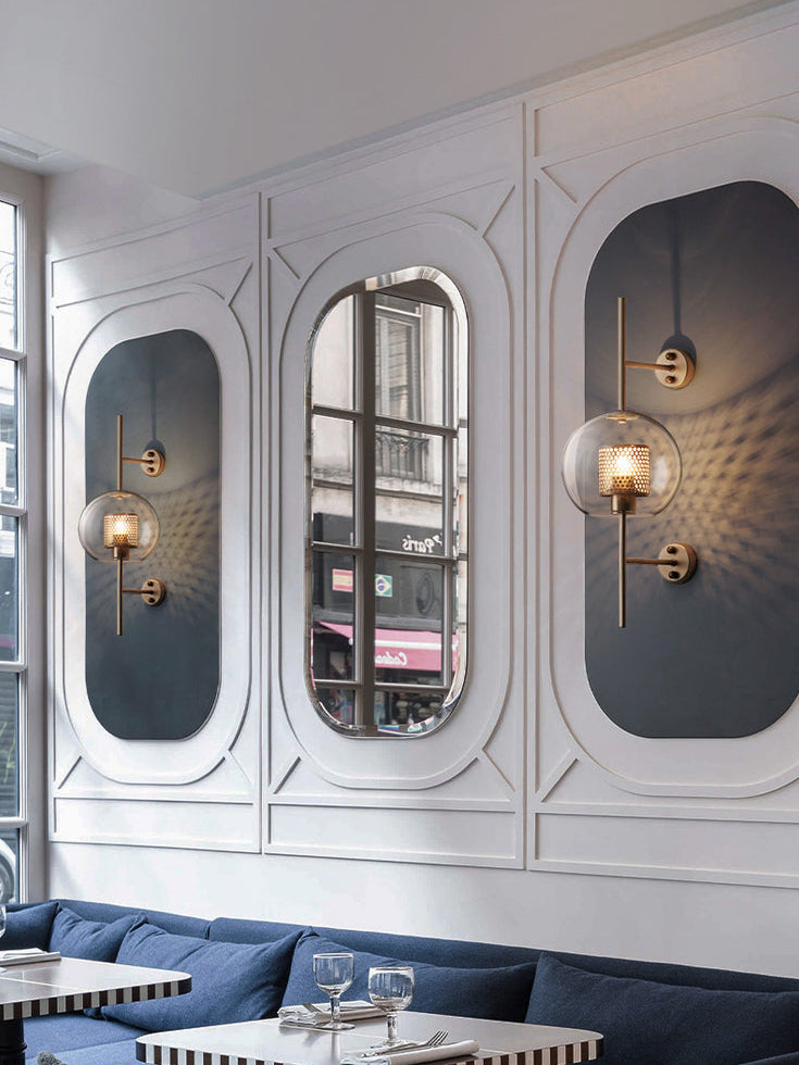 Contemporary Chiswick Glass Wall Sconce Sphere and Capsule Indoor Lighting Fixture