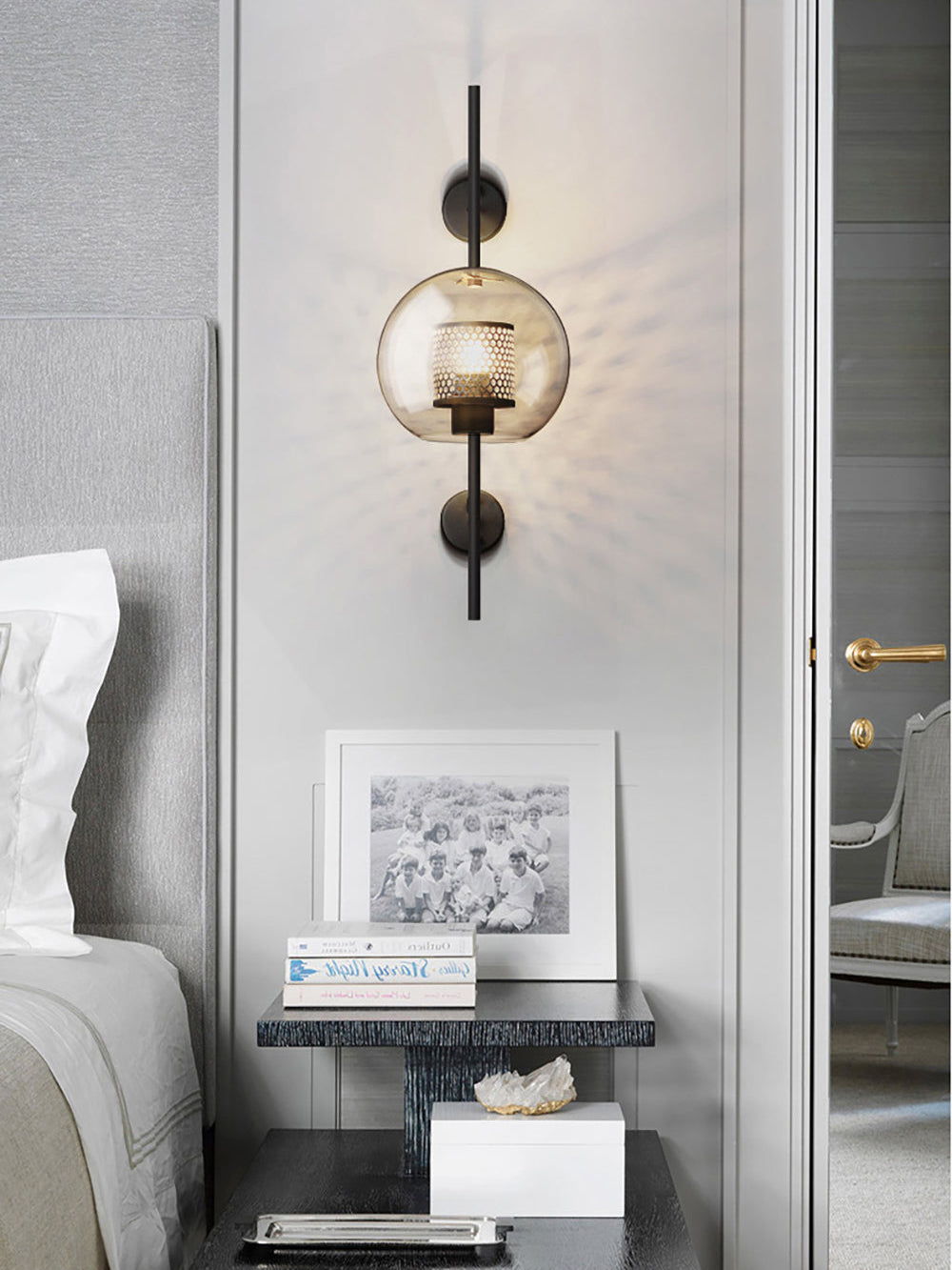 Contemporary Chiswick Glass Wall Sconce Sphere and Capsule Indoor Lighting Fixture