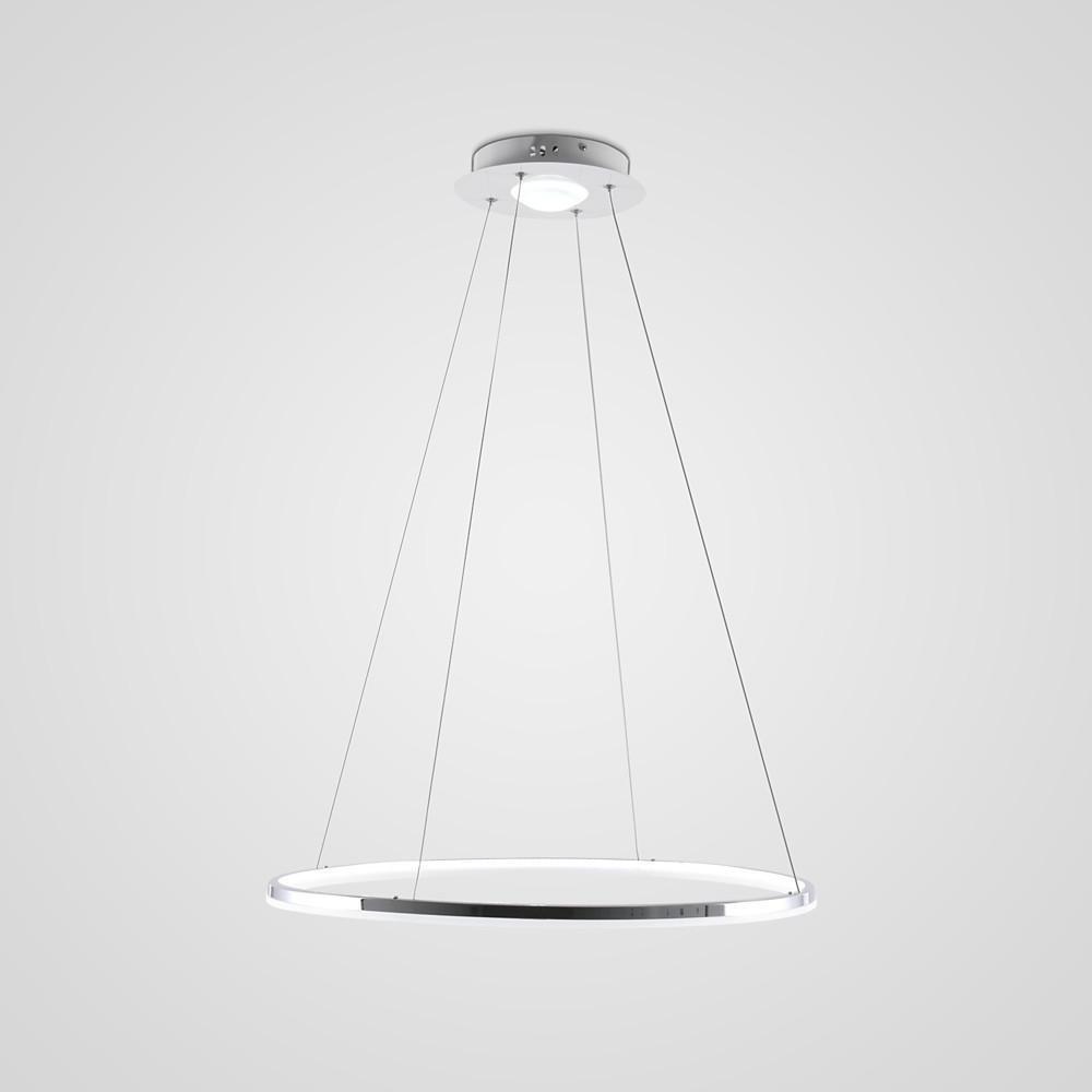 Contemporary Circular LED Pendant Light in Brushed Nickel with Remote Control Ceiling Fixture
