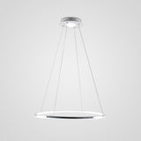 Contemporary Circular LED Pendant Light in Brushed Nickel with Remote Control Ceiling Fixture