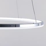 Contemporary Circular LED Pendant Light in Brushed Nickel with Remote Control Ceiling Fixture
