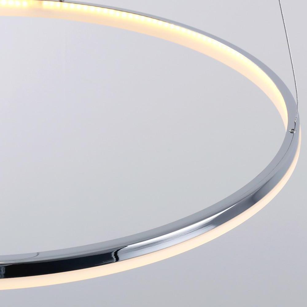 Contemporary Circular LED Pendant Light in Brushed Nickel with Remote Control Ceiling Fixture