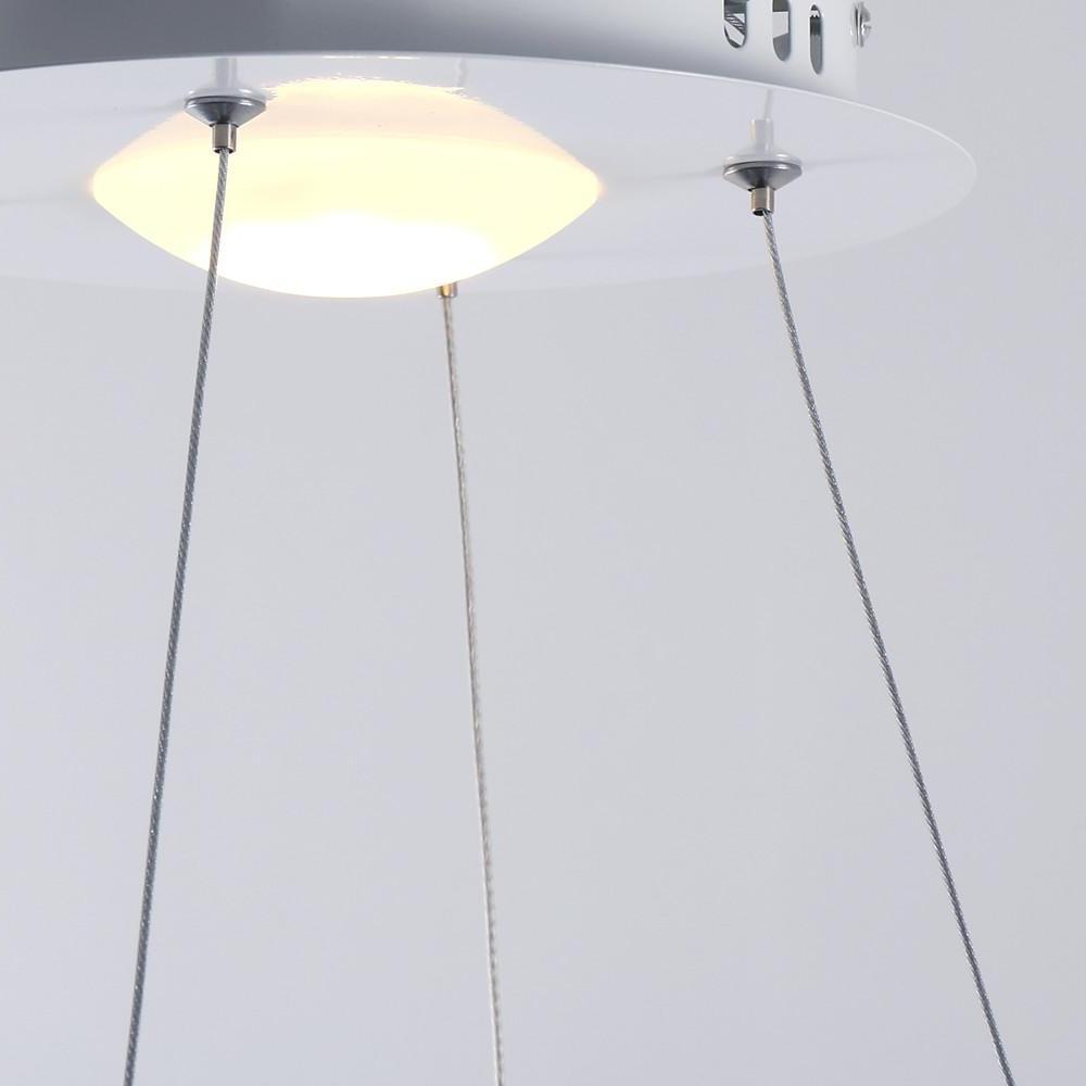 Contemporary Circular LED Pendant Light in Brushed Nickel with Remote Control Ceiling Fixture