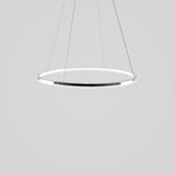 Contemporary Circular LED Pendant Light in Brushed Nickel with Remote Control Ceiling Fixture