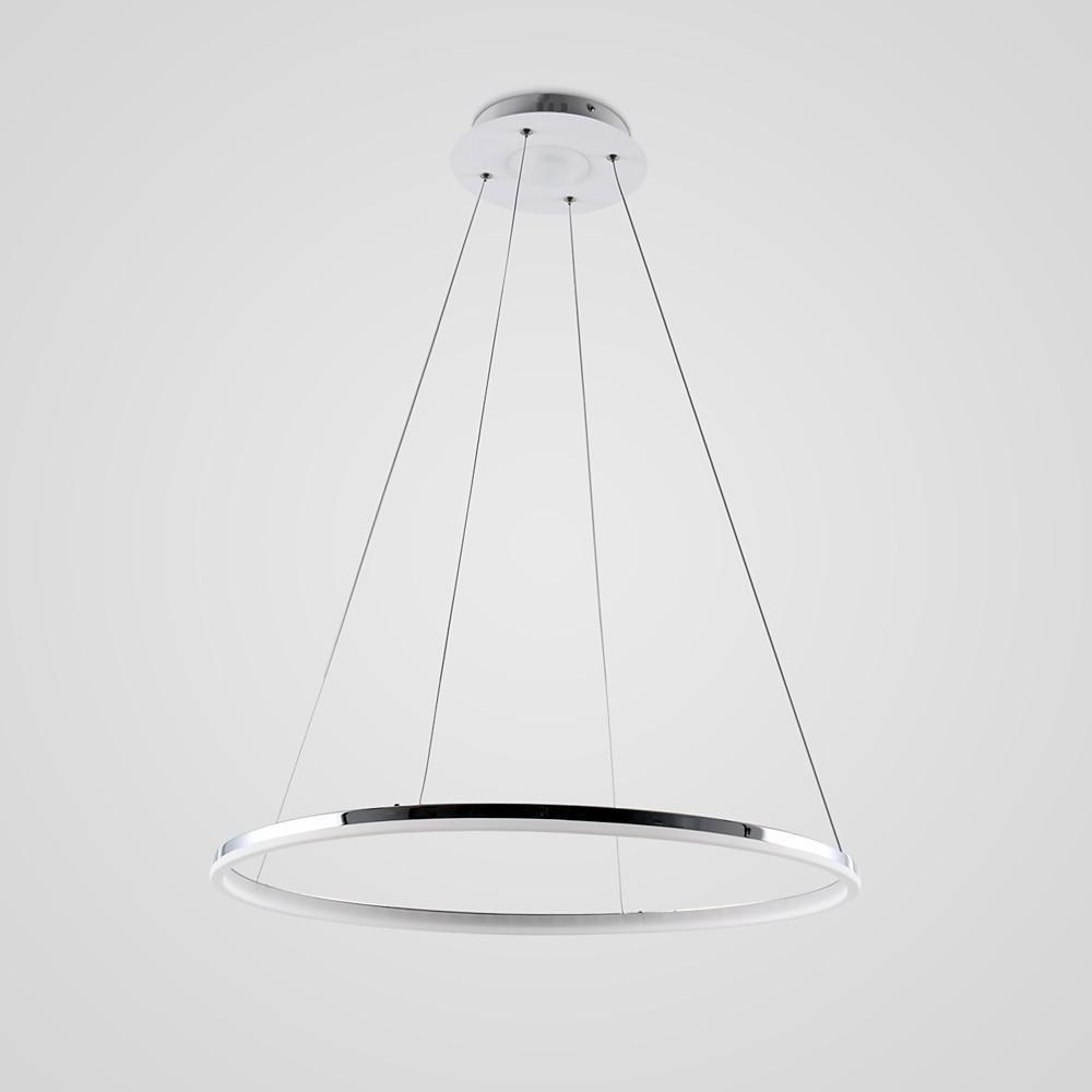 Contemporary Circular LED Pendant Light in Brushed Nickel with Remote Control Ceiling Fixture