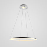 Contemporary Circular LED Pendant Light in Brushed Nickel with Remote Control Ceiling Fixture