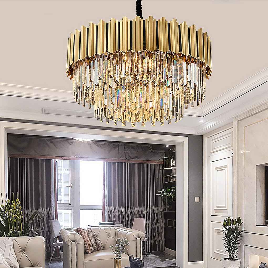 Contemporary Geometric Crystal LED Chandelier Lighting for Sophisticated Interiors