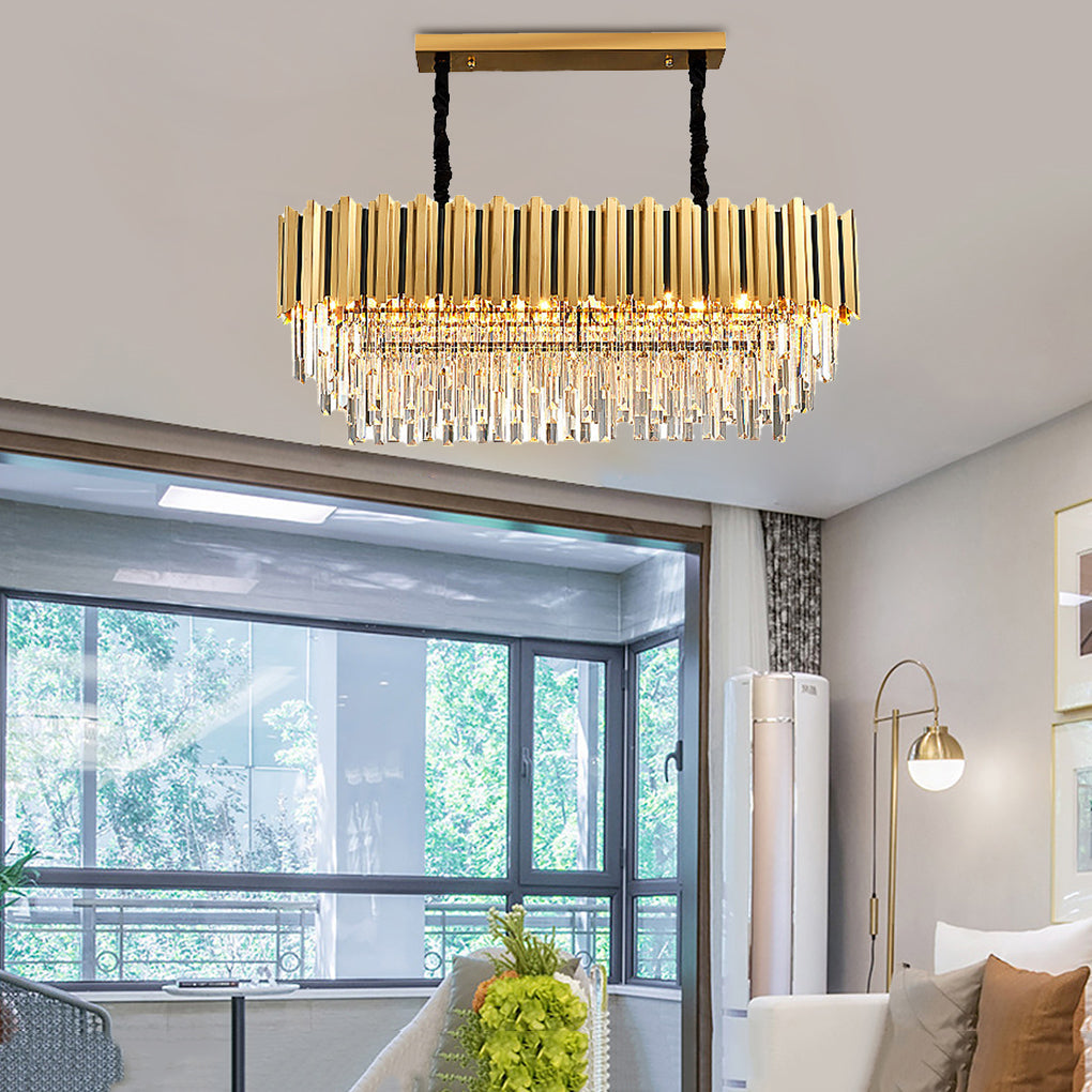 Contemporary Geometric Crystal LED Chandelier Lighting for Sophisticated Interiors