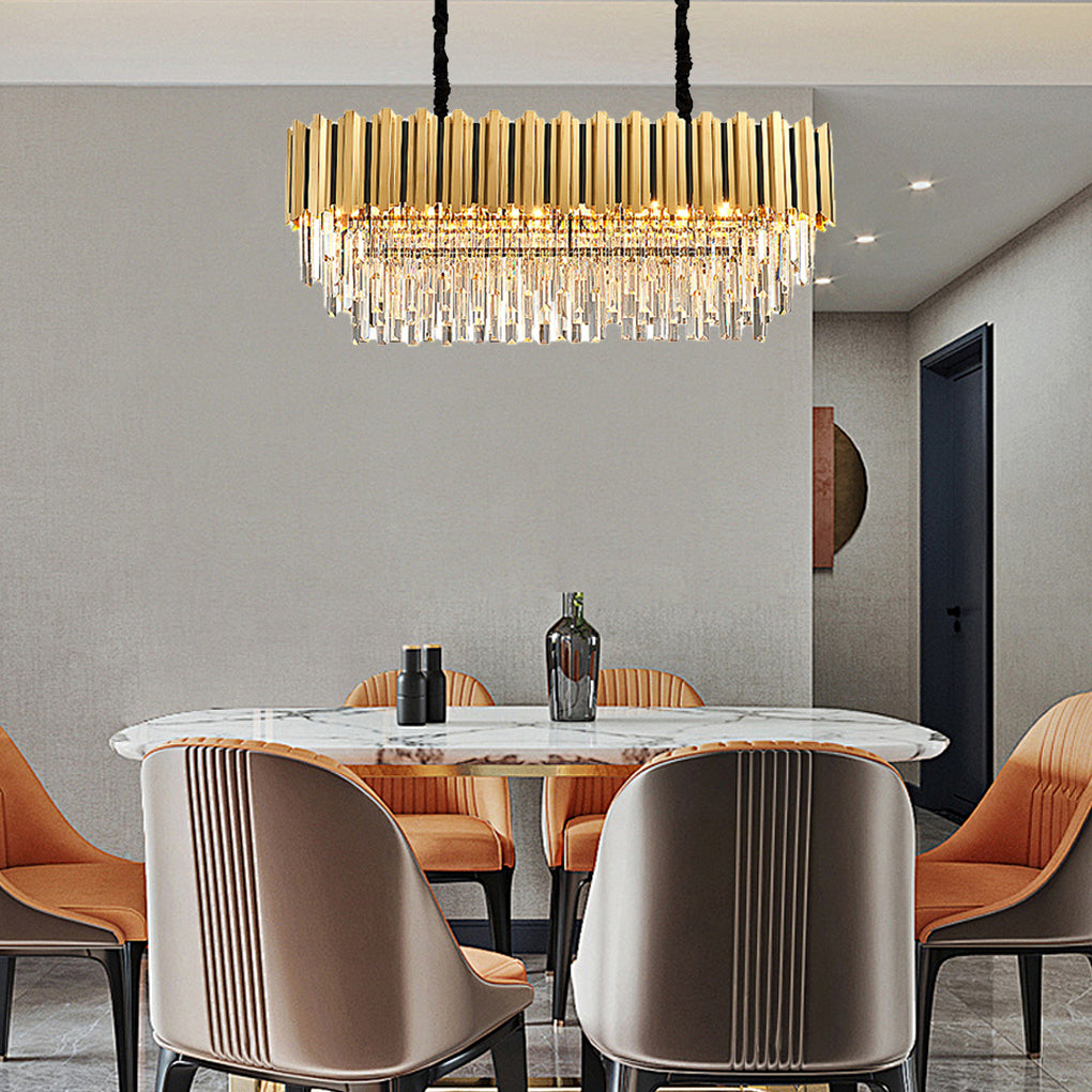 Contemporary Geometric Crystal LED Chandelier Lighting for Sophisticated Interiors