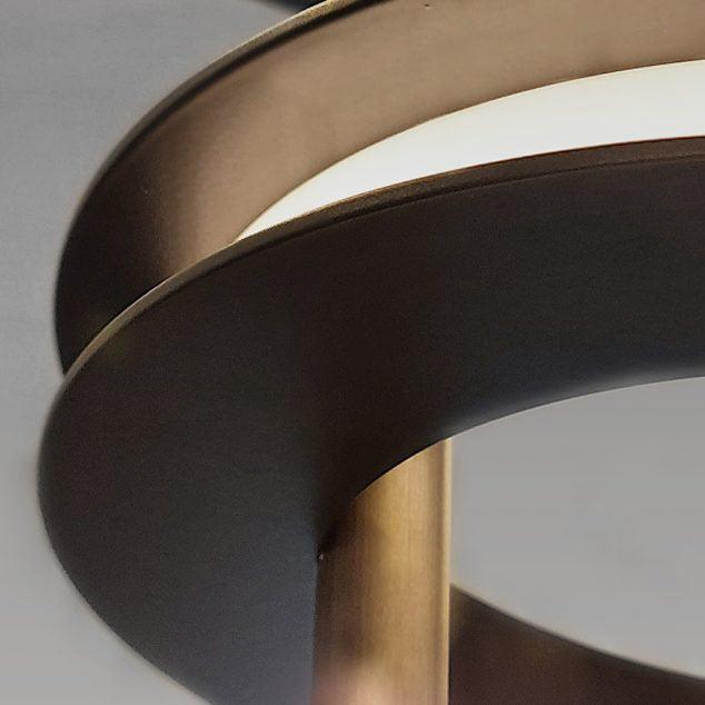Contemporary Geometric LED Ring Chandelier with Integrated Gold Spotlights