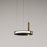 Contemporary Geometric LED Ring Chandelier with Integrated Gold Spotlights