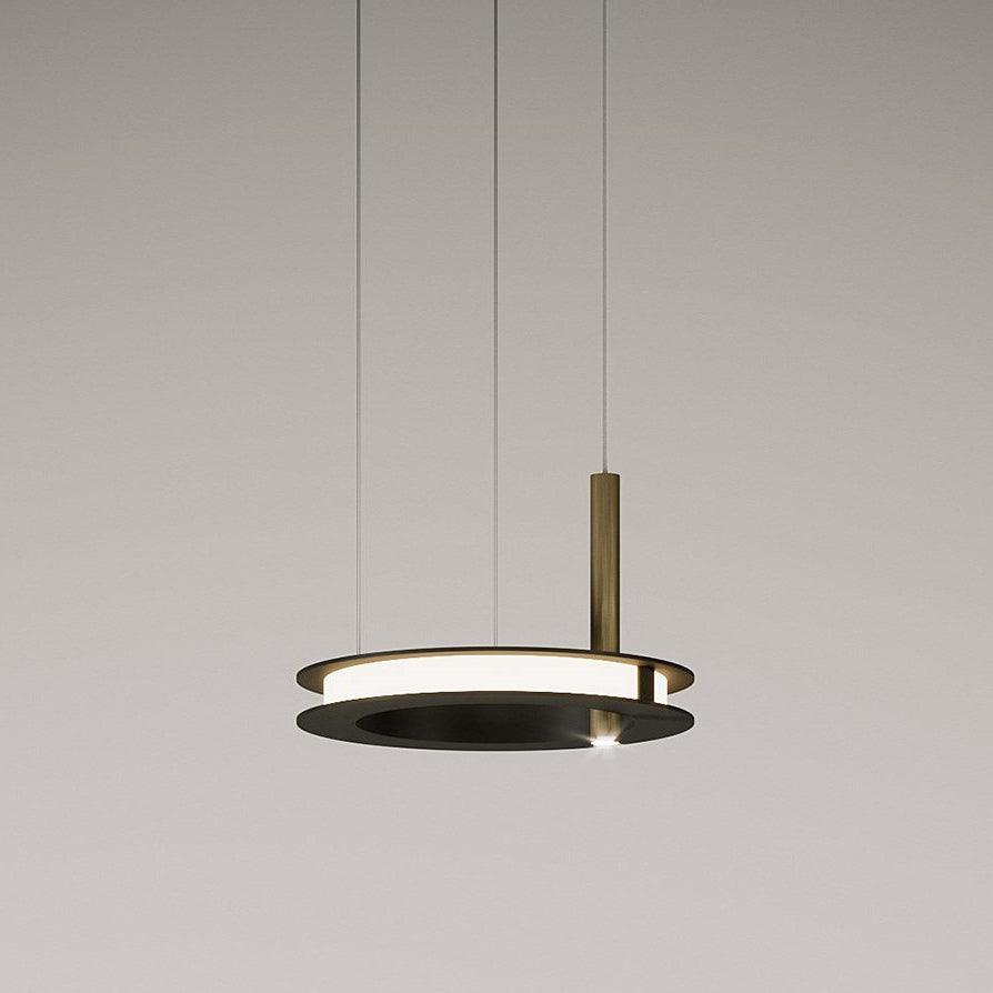 Contemporary Geometric LED Ring Chandelier with Integrated Gold Spotlights