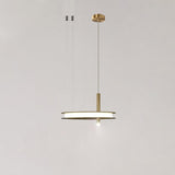 Contemporary Geometric LED Ring Chandelier with Integrated Gold Spotlights