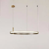Contemporary Geometric LED Ring Chandelier with Integrated Gold Spotlights