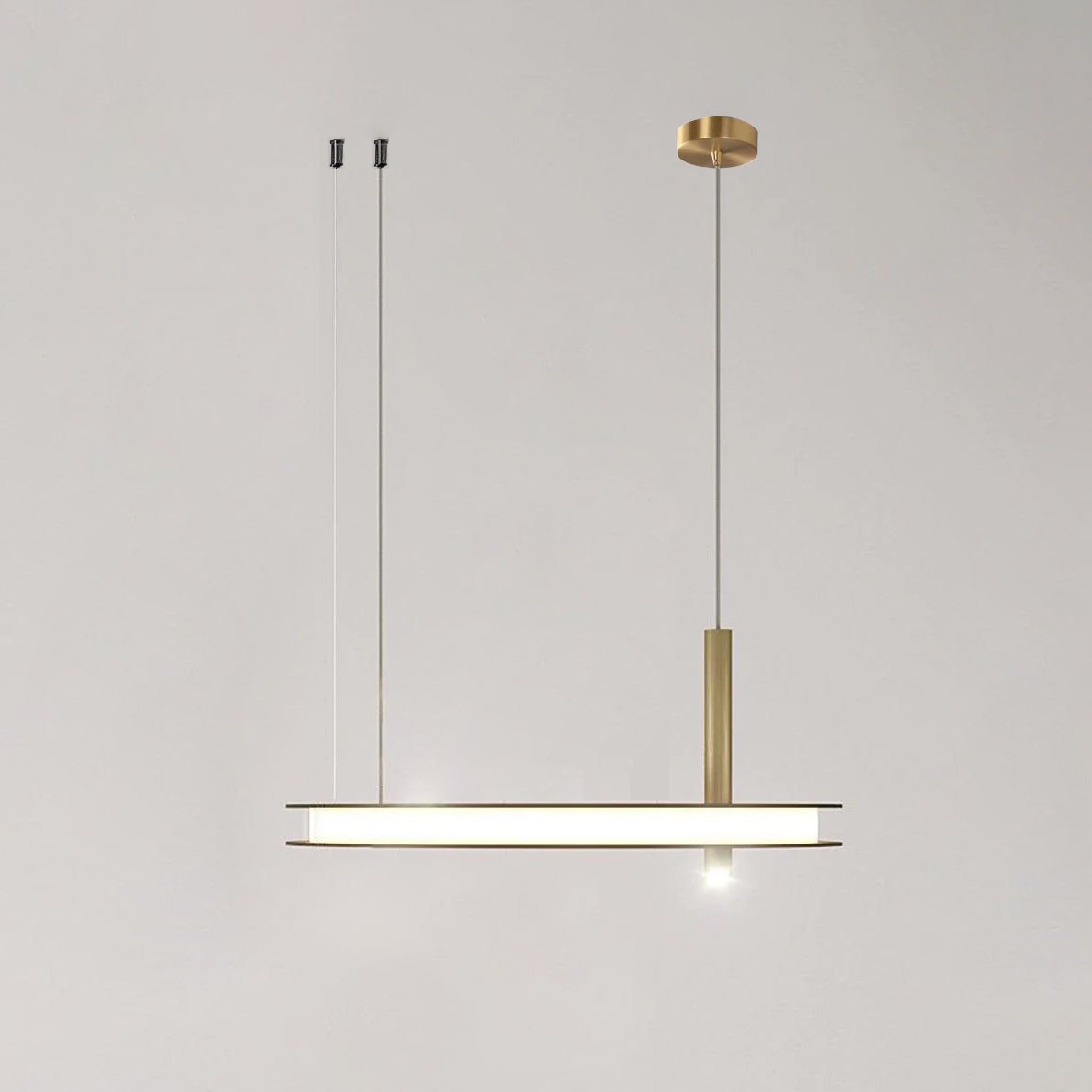 Contemporary Geometric LED Ring Chandelier with Integrated Gold Spotlights
