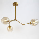 Contemporary Geometrical LED Glass Chandelier with 3 Oval Shades for Living Room